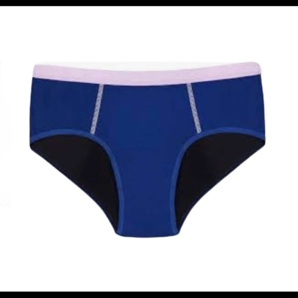 thinx BTWN mid rise brief 9-10 years Tidal Wave color